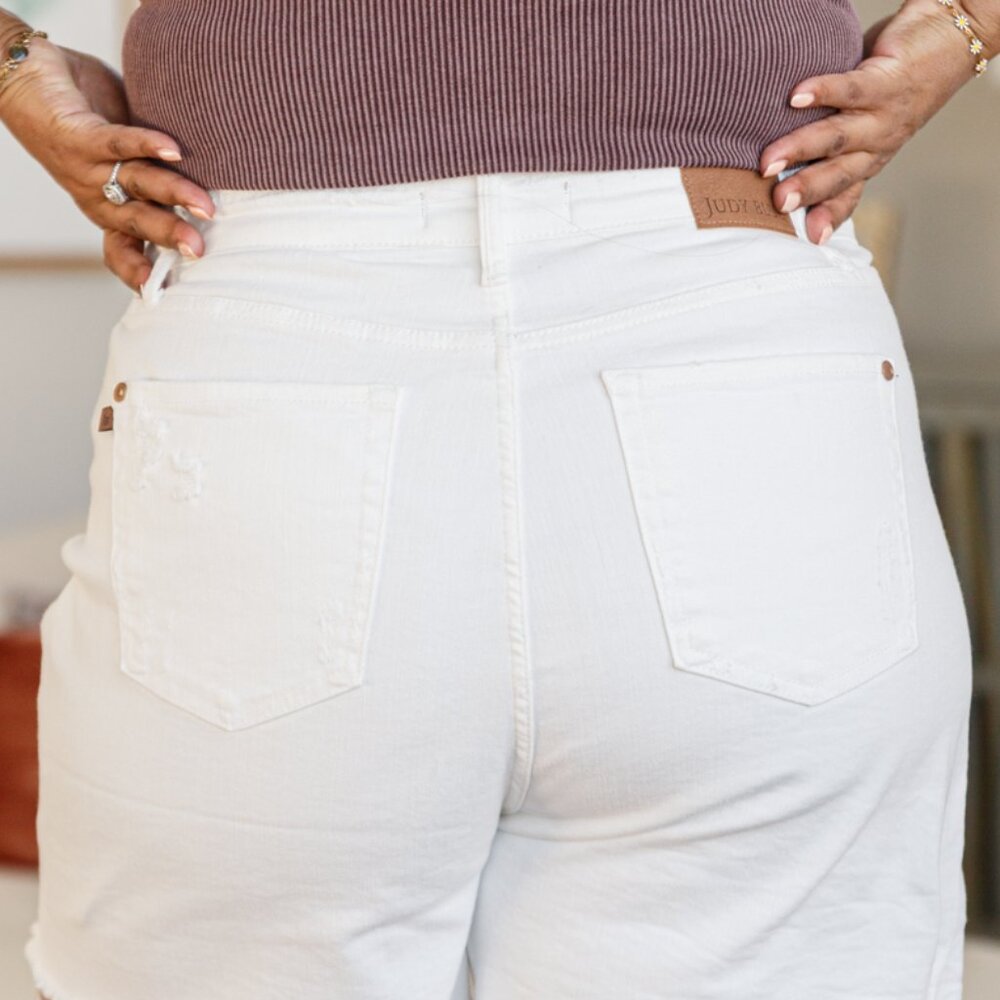 Jessie High Rise Rigid Magic Cutoff Shorts in White - Picture 6 of 6